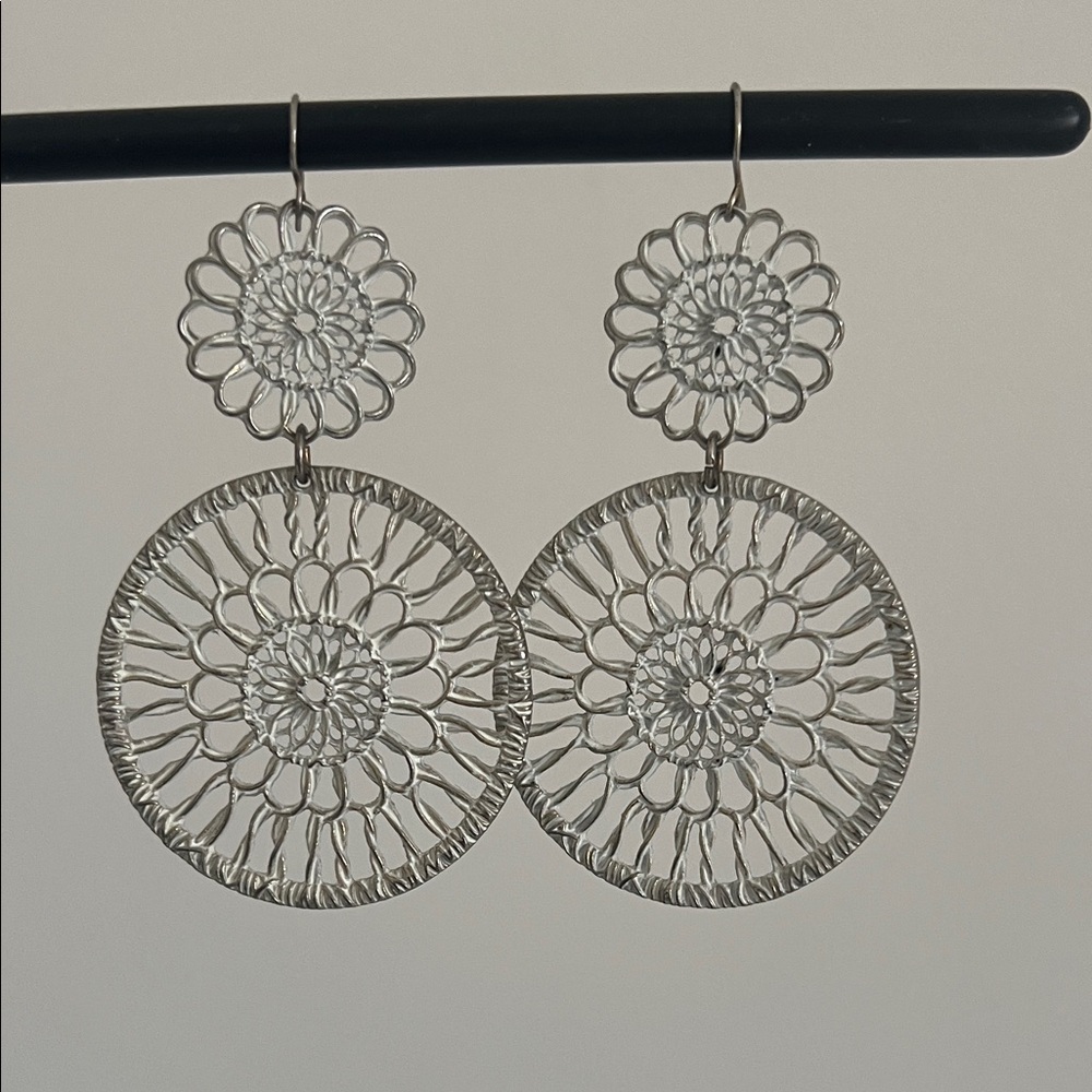 White Mandala Floral Earrings